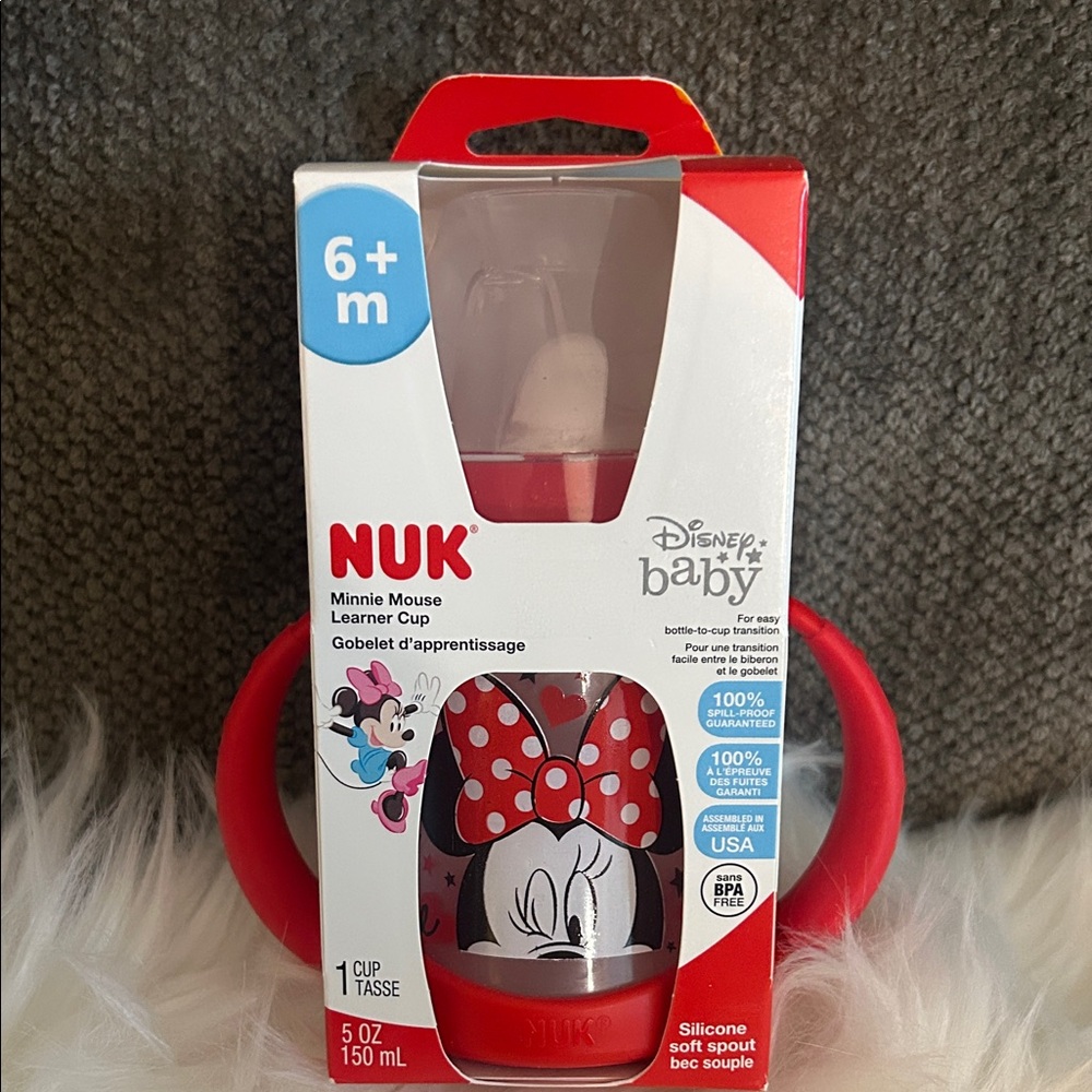 NUK Minnie Mouse Learner Cup, 5 oz Soft Spout Sippy Cup, 1 Pack, 6+ Months